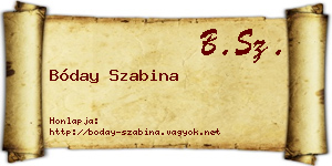 Bóday Szabina névjegykártya